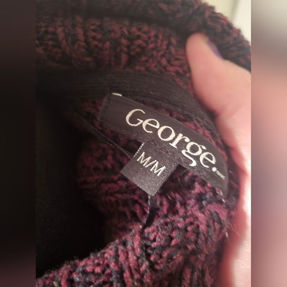 George Women's Medium Burgundy Long Cardigan Knitted - Picture 2 of 3